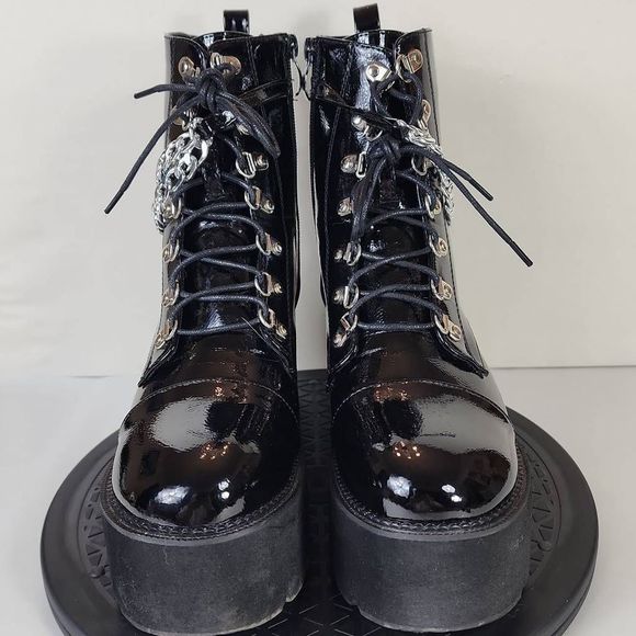 Talv Shoes Goth Black Chains & Buckle Platform Boots Women's Size 40 EU  / 10 US - Picture 2 of 10